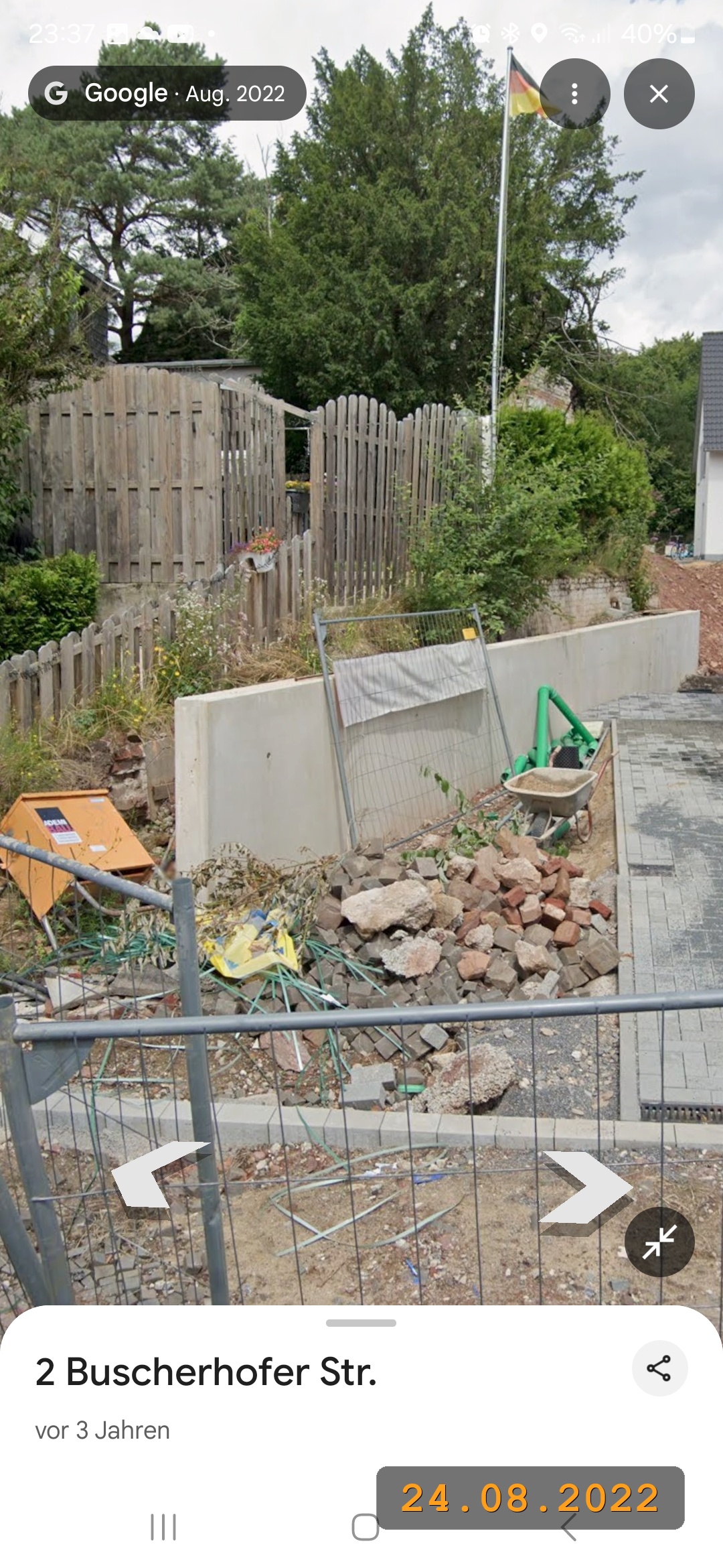 Alte Beton Mauer vor der Abriss (Google Street View)